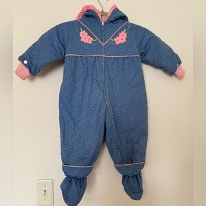 Authentic 70/80 Vintage A Tiny Tots Original Girls 2T Winter Snowsuit Doll Style